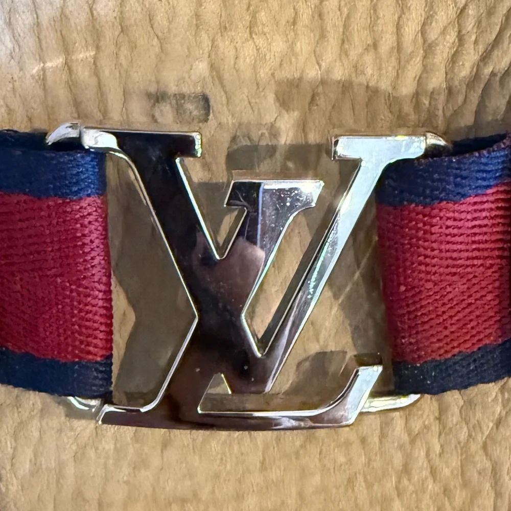 Louis Vuitton Tan Loafers with Red and Blue Detail size 8M